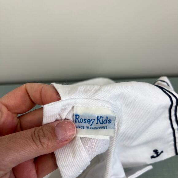 Vintage Rosy Kids Smocked White Sailor Romper 24 Months - Picture 5 of 8